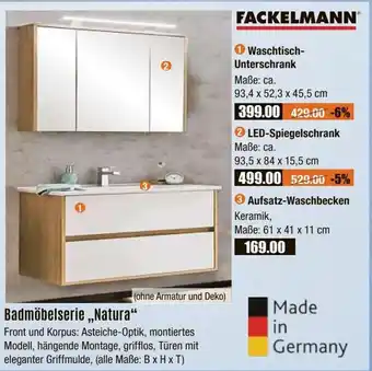 V Baumarkt FACKELMANN Badmöbelserie ,,Natura" Angebot