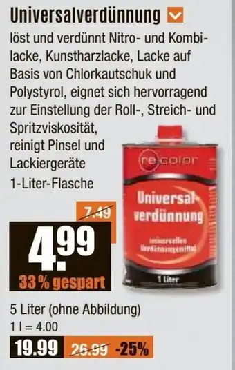 V Baumarkt reColor Universalverdünnung Angebot