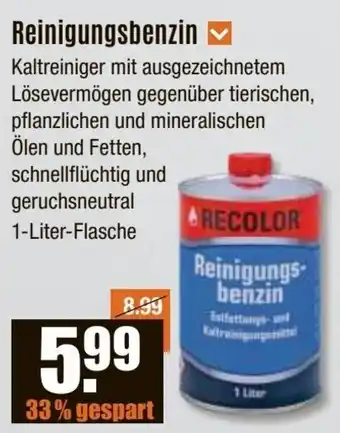 V Baumarkt RECOLOR Reinigungsbenzin Angebot