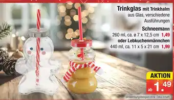 Zimmermann Schneemann trinkglas mit trinkhalm Angebot