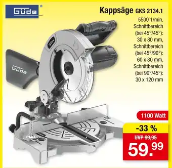 Zimmermann Güde kappsäge gks 2134.1 Angebot