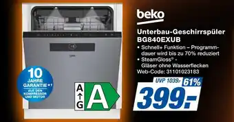 Expert Beko unterbau-geschirrspüler bg840exub Angebot