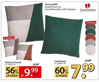 Zurbrüggen Linneweber kissen gefüllt patchwork bouclé Angebot