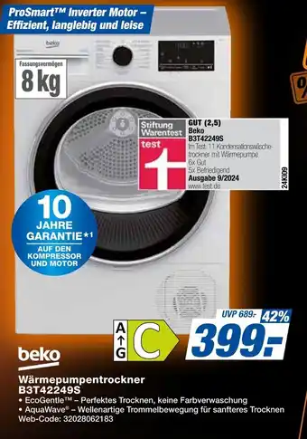 Expert Beko wärmepumpentrockner b3t42249s Angebot
