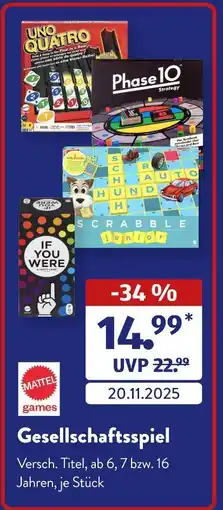 Aldi Süd Mattel games gesellschaftsspiel Angebot