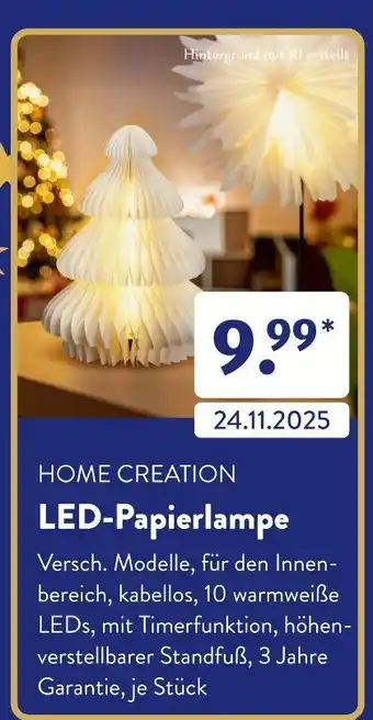 Aldi Süd Home creation led-papierlampe Angebot