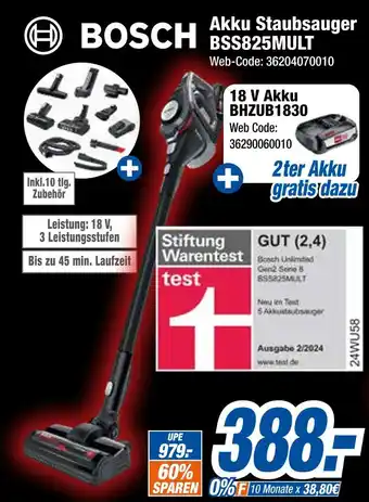 Expert Bosch akku staubsauger bss825mult Angebot