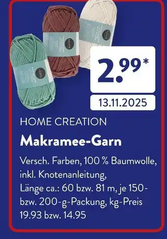 Aldi Süd Home creation makramee-garn Angebot