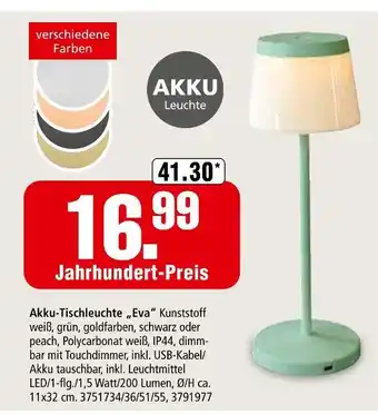 Segmüller Akku-tischleuchte „eva“ Angebot