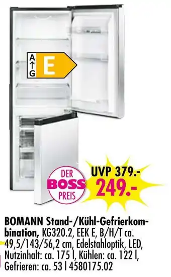 Möbel Boss Bomann stand-/kühl-gefrierkombination Angebot