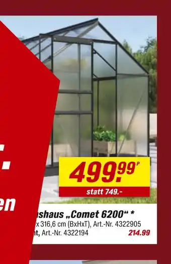 toom Baumarkt Gewächshaus comet 6200 Angebot