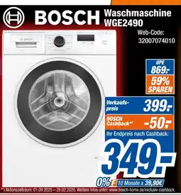 Expert Bosch waschmaschine wge2490 Angebot