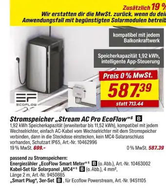 toom Baumarkt Ecoflow stromspeicher „stream ac pro ecoflow“ 6 b Angebot