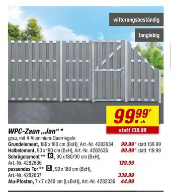 toom Baumarkt Wpc-zaun 'jan' grundelement Angebot