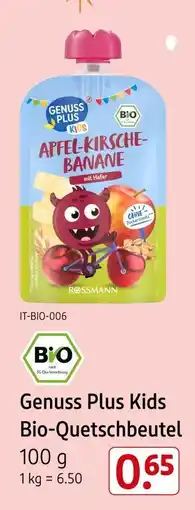 Rossmann Genuss plus kids bio-quetschbeutel apfel-kirsche-banane mit hafer Angebot