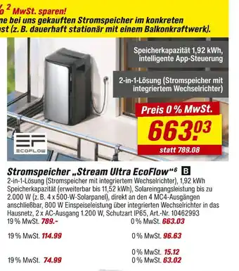 toom Baumarkt Ecoflow stromspeicher „stream ultra ecoflow“ Angebot