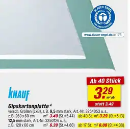 toom Baumarkt Knauf gipskartonplatte 9,5 mm stark Angebot