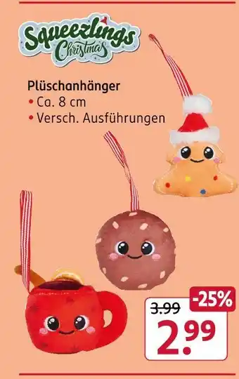 Rossmann Squeezlings christmas plüschanhänger Angebot