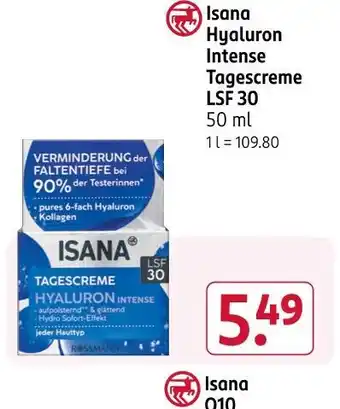 Rossmann Isana hyaluron intense tagescreme lsf 30 Angebot