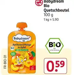 Rossmann Babydream bio quetschbeutel aprikose & mango in apfel Angebot