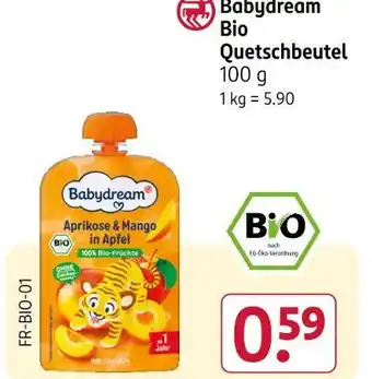 Rossmann Babydream bio quetschbeutel aprikose & mango in apfel Angebot