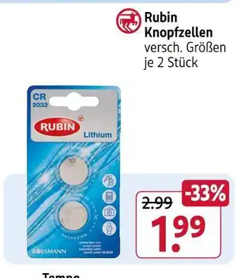 Rossmann Rubin knopfzellen Angebot