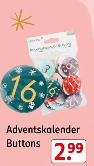 Rossmann Dekowelt adventskalender buttons Angebot