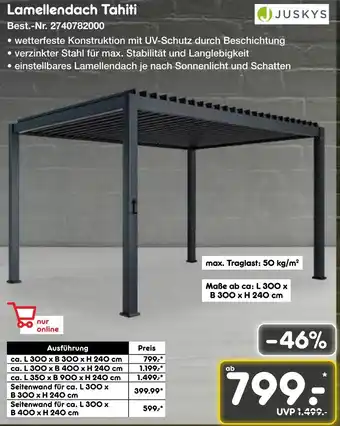 Netto Marken-Discount Juskys lamellendach tahiti ca. l 300 x b 300 x h 240 cm Angebot