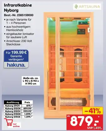Netto Marken-Discount Artsauna infrarotkabine nyborg s90v Angebot