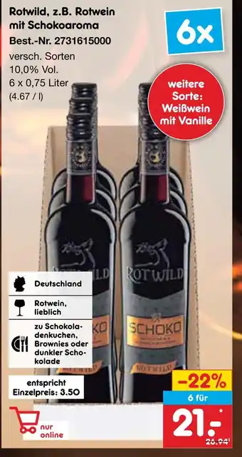 Netto Marken-Discount Rotwild rotwein mit schokoaroma Angebot