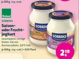 Biomarkt SÖBBEKE Saison- oder Fruchtjoghurt Angebot