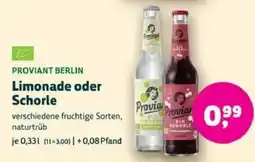 Biomarkt PROVIANT BERLIN Limonade oder Schorle Angebot