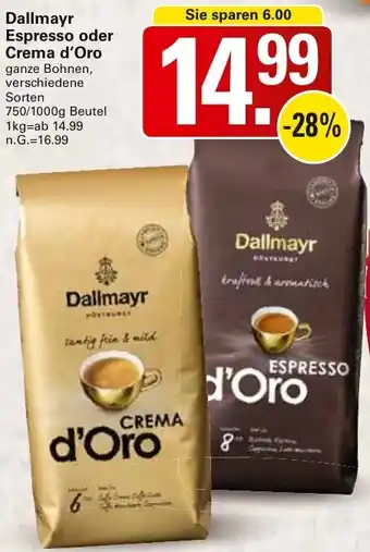 WEZ Dallmayr Espresso oder Crema d'Oro Angebot