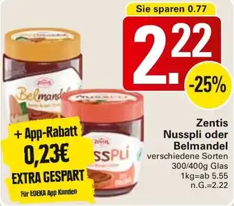WEZ Zentis Nusspli oder Belmandel Angebot