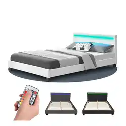 Netto Marken-Discount Juskys Polsterbett Paris 140 x 200 cm weiß – Bett mit LED Beleuchtung, Lattenrost & Kopfteil Angebot