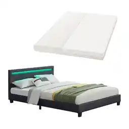 Netto Marken-Discount Juskys Polsterbett Paris 140 x 200 cm Einzelbett in schwarz mit Kaltschaummatratze Angebot