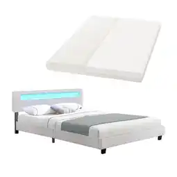 Netto Marken-Discount Juskys Polsterbett Paris 180 x 200 cm Doppelbett in weiß mit Kaltschaummatratze Angebot