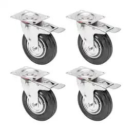 Netto Marken-Discount HMF 6790 Schwerlastrollen mit Bremse aus Vollgummi, 4 Stück, 125 mm, bis 400 kg, Schwarz Angebot