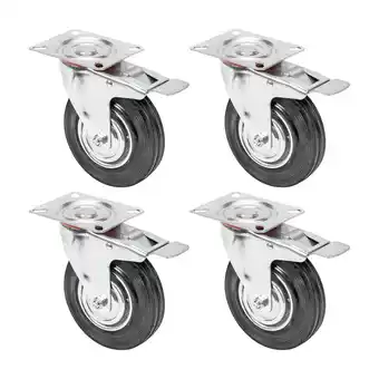 Netto Marken-Discount HMF 6790 Schwerlastrollen mit Bremse aus Vollgummi, 4 Stück, 125 mm, bis 400 kg, Schwarz Angebot