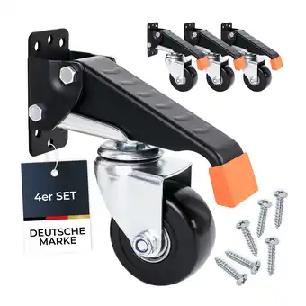 Netto Marken-Discount HMF 6750 Schwerlastrollen absenkbar für Werkbank, 4 Stück, 65 mm, bis 300 kg, Schwarz Angebot