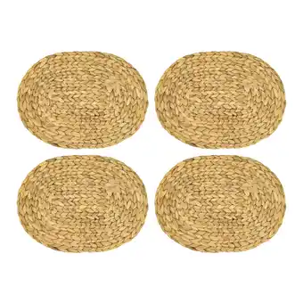 Netto Marken-Discount HMF Tischset oval geflochten aus Wasserhyazinthe, Platzset abwaschbar 4er Set 40 x 30 cm Angebot