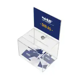 Netto Marken-Discount HMF 46913 Acryl Spendenbox abschließbar, 21,5 x 16 x 16 cm, DIN A5 Blatteinschub, Transparent Angebot