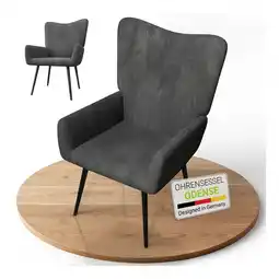 Netto Marken-Discount Juskys Ohrensessel Odense ohne Hocker, Relaxsessel mit Cord & Stahlgestell – Grau Angebot