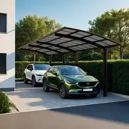 toom Baumarkt Ximax Doppelcarport 'Portoforte Typ 80 Tandem' Aluminium mattbraun 270 x 983 x 298 cm Angebot
