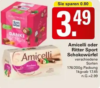 WEZ Amicelli oder Ritter Sport Schokowürfel Angebot