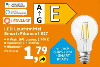 Globus Baumarkt LEDVANCE LED Leuchtmittel Smart+Filament E27 Angebot