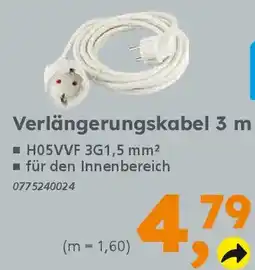 Globus Baumarkt Verlängerungskabel 3 m Angebot