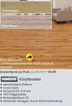 Globus Baumarkt PRIMASTER Vinylboden Eiche Ambiance Angebot