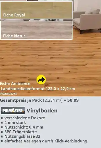 Globus Baumarkt PRIMASTER Vinylboden Eiche Ambiance Angebot