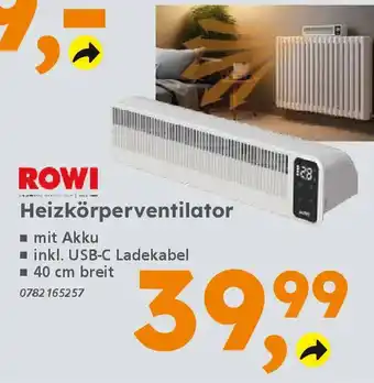 Globus Baumarkt ROWI Heizkörperventilator Angebot